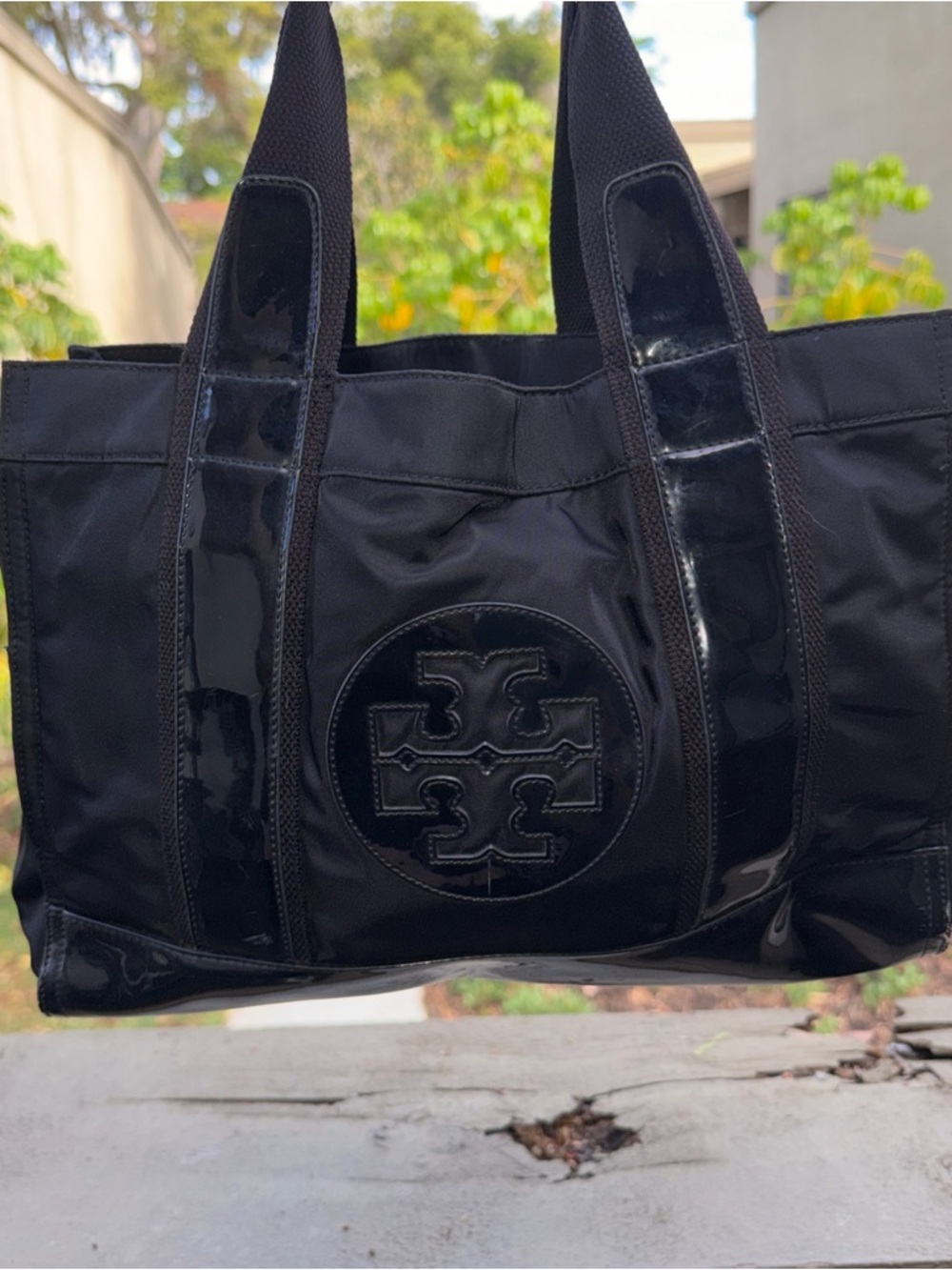 Authentic Tory Burch Tote Nylon Patent leather bag